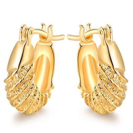 18k Gold Plated Carved Hoop Earrings