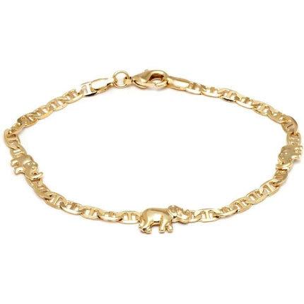 18K Gold Plated Flat Marina Elephant Anklet 10"