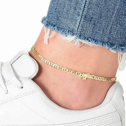 18K Gold Plated Flat Marina Elephant Anklet 10"