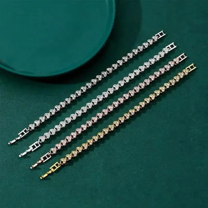 18K Golden Plated Stainless Steel Bracelet with Rhinestone Embellishments
