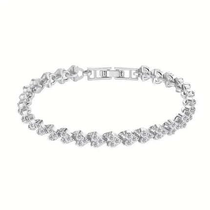 18K Golden Plated Stainless Steel Bracelet with Rhinestone Embellishments