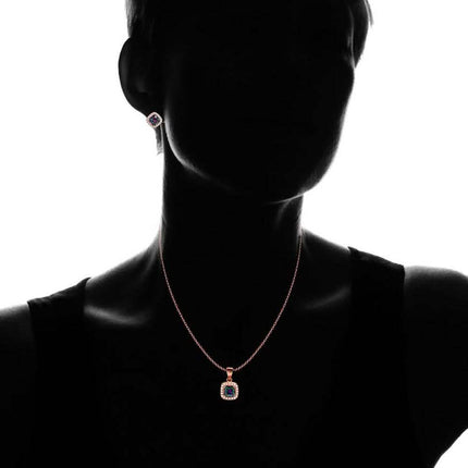18K Rose Gold Sterling Silver Rainbow Necklace and Earrings