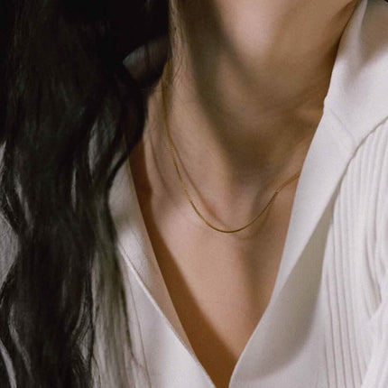 18K Solid Gold Box Chain Necklace Unisex