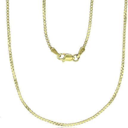 18K Solid Gold Box Chain Necklace Unisex