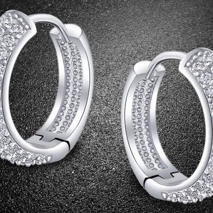 18K White Gold Micro Pave Petite Huggie Earrings