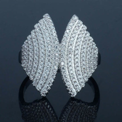 18K White Gold Plated Angel Wing Ring