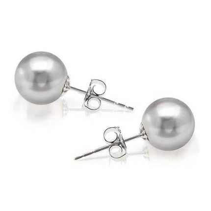 18K White Gold Plated Pearl Stud Earrings