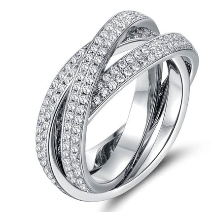 18K White Gold Plated Rolling Eternity Ring Made with Swarovski Elements