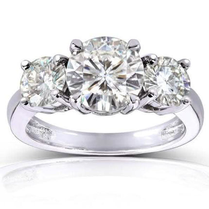 18kt White Gold Plated Lab Created 1.5CTTW 3 Stone Prong Ring