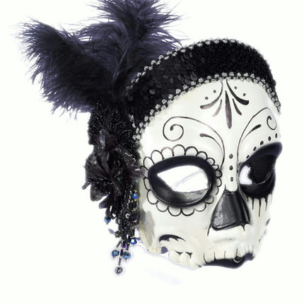 Flapper Skull Day of the Dead Dia de los Muertos Costume Sugar Skull Half Mask