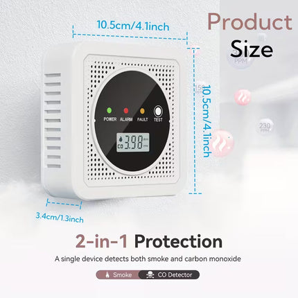 Dual Sensor Smoke & Carbon Monoxide Detector Alarm with LCD Display