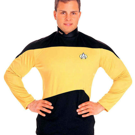 Star Trek: The Next Generation Gold Uniform Adult Costume Shirt Size Medium