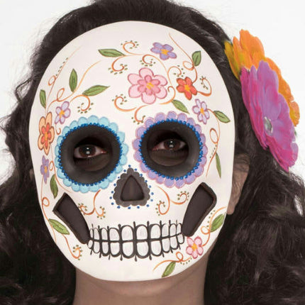 Flowered Female Day Of the Dead Adult Mask Full Face