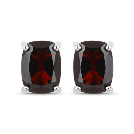 18K White Gold Plated 3.50 Carat Genuine Garnet .925 Sterling Silver Earrings