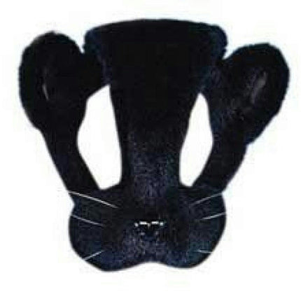 Black Cat Plush Animal Mask on Headband