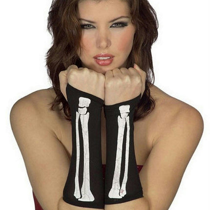 Women's Sexy Skeleton Bone Fingerless Arm Warmer Gloves