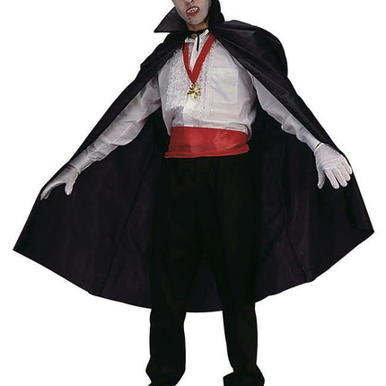 Black Polyester Vampire Disguise Cape 45" Long Full Length with Collar 75051