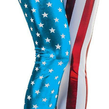 Shiny Patriotic Women's Marvel Universe Captain America Adult Metallic Leggings