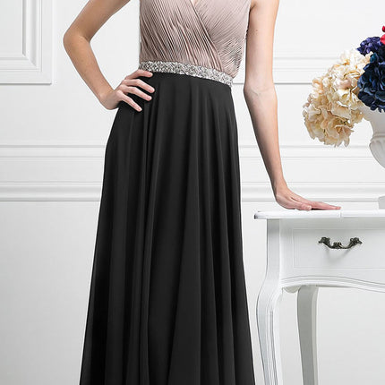 Cinderella Divine 1968 A-Line Chiffon Dress  Pleated V Neck
