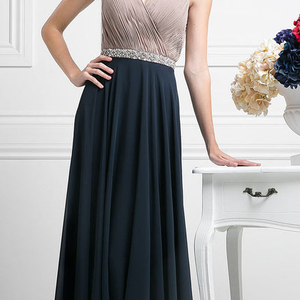 Cinderella Divine 1968 A-Line Chiffon Dress  Pleated V Neck