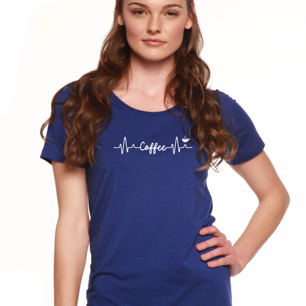 Heartbeat Coffee Printed Women's Bamboo/Cotton Short Sleeve Scoop Neck T-Shirt