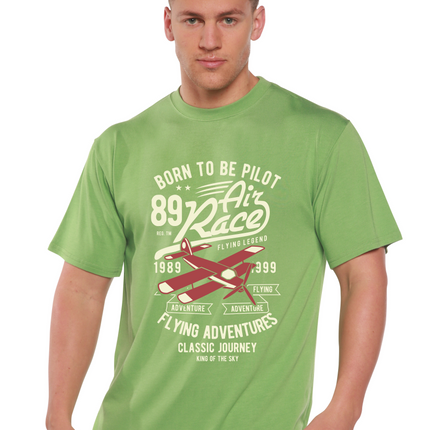 Born To Be Pilot Men's Bamboo Viscose/Organic Cotton Short Sleeve Graphic T-Shirt