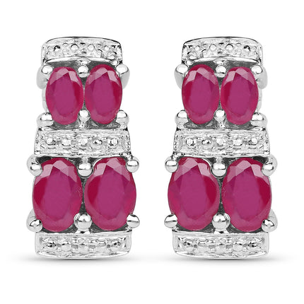 3.20 Carat Glass Filled Ruby .925 Sterling Silver Earrings