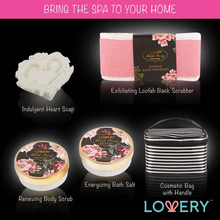 Home Spa Gift Basket, Bath & Body Set - Fresh Peony in Bag