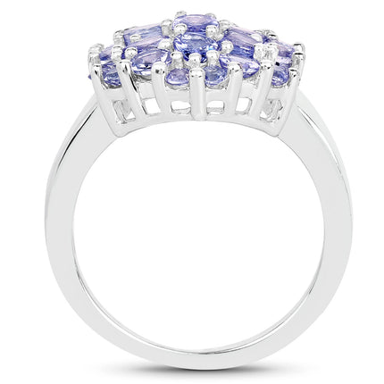 2.03 Carat Genuine Tanzanite .925 Sterling Silver Ring