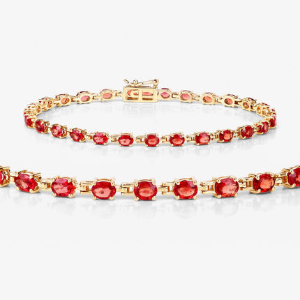 7.00 Carat Genuine Orange Sapphire 14K Yellow Gold Bracelet