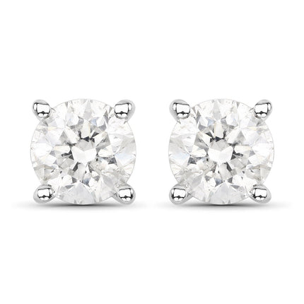 0.80 Carat Genuine White Diamond 14K White Gold Earrings