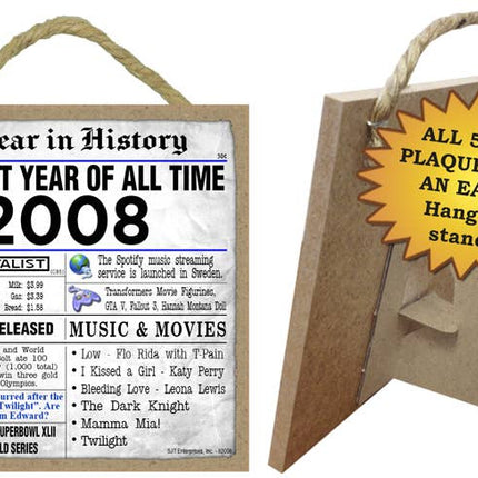 2008 A Year in History Plaques 5" x 5" wood plaque/sign
