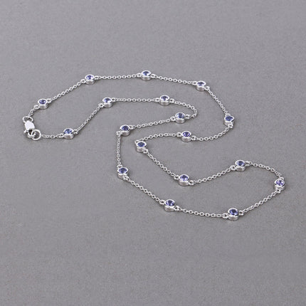 1.80 Carat Genuine Tanzanite .925 Sterling Silver Necklace