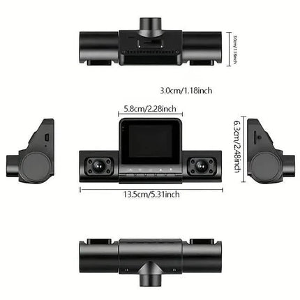 4-Channel Car DVR Dash Cam – 1080P Front, 720P Side & Rear, Night Vision