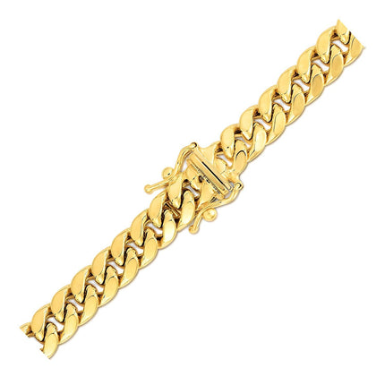6.9mm 14k Yellow Gold Semi Solid Miami Cuban Chain