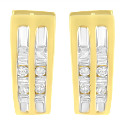 10K Yellow Gold 1/2 cttw Diamond Huggy Heart Hoop Earrings (I-J Clarity, I2-I3 Color)