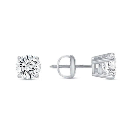 2 Ct Round Lab Created Grown Diamond Earrings 950 Platinum E/VVS Basket Screw