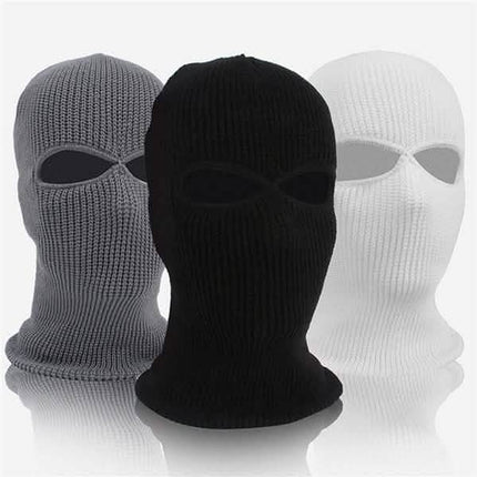 2 Holes Full Face Cover Hood Knitted Balaclava Face Mask