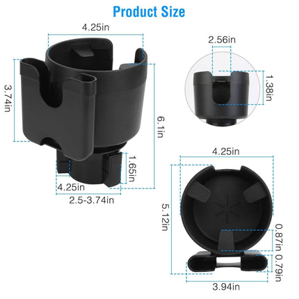 2-in-1 Car Cup Holder with Phone Holder Adjustable Base