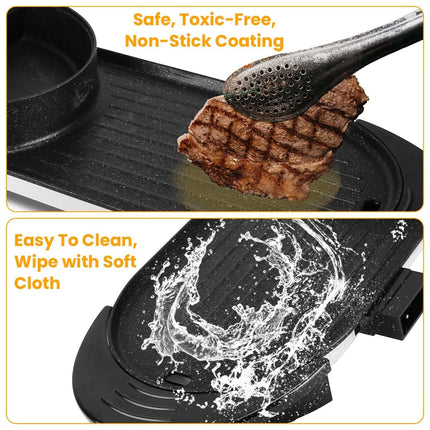 2-in-1 Electric Hot Pot with Bbq Grill Cooker 2200W