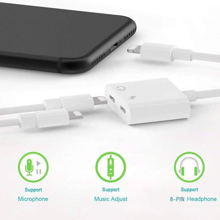 2-in-1 for Lightning Adapter For iPhone 7 8 Plus 10 X