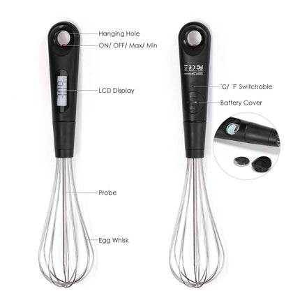 2-in-1 Instant Read Food Thermometer and Egg Whisk