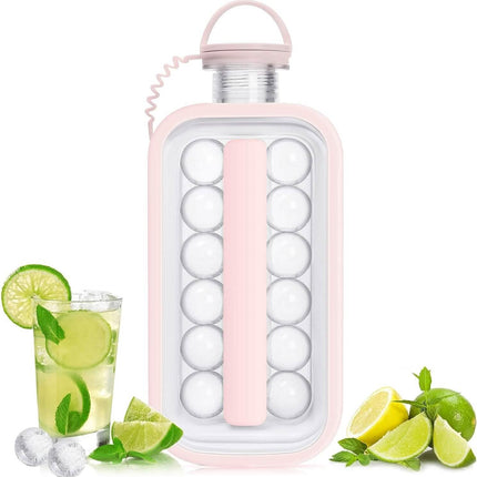 2-in-1 Portable Ice Ball Maker Kettle With 17 Grids Flat Body Lid Cooling Ice Pop/Cube Molds