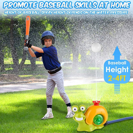 2-in-1 Snail Water Sprinkler Baseball Toy with 2 Sprinkler Nozzles