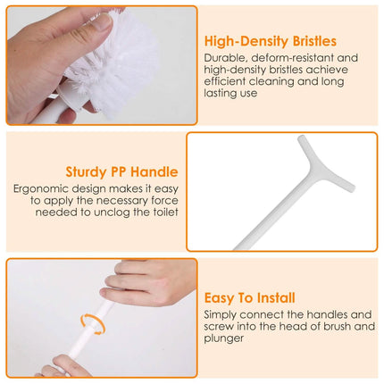 2-in-1 Toilet Plunger and Brush Combo Set with Ventilated Holder