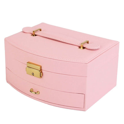 2-Layer Lockable Leather Jewelry Box