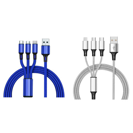 2-Pack: 3-in-1 Nylon Braided 4FT 3A Charging Cable