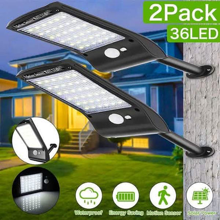 2-Pack: 36 LED Solar Powered Motion Sensor Wall Lamp