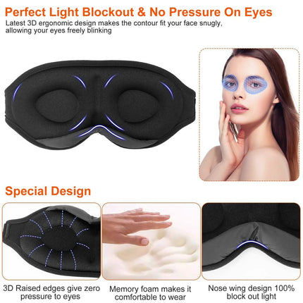 2-Pack: 3D Contoured Cup Light Blockout Sleeping Mask