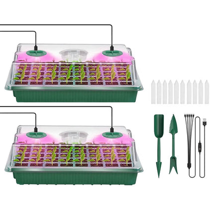 2-Pack: 40 Cell Seed Starting Tray Plant Grow Light with 4 Adjustable Brightness